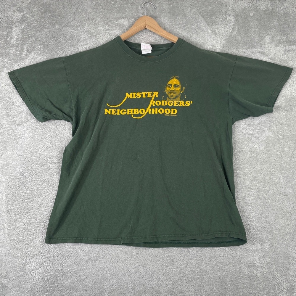 Aaron Rodgers Mister Rodgers Neighborhood T Shirt Mens XL Green Graphic Tee Y2K